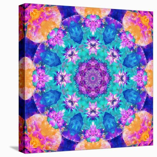 Mandala Ornament from Flower Photographs, Conceptual Symmetric Layer Work in Square Format-Alaya Gadeh-Premier Image Canvas