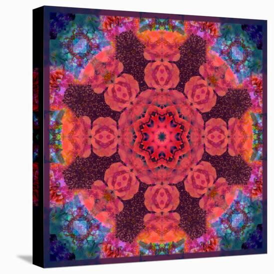 Mandala Ornament from Red Blooming Flowers, Conceptual Photographic Layer Work-Alaya Gadeh-Premier Image Canvas