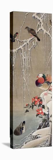 Mandarin Duck in the Snow 1-Jakuchu Ito-Premier Image Canvas