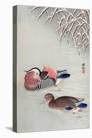 Mandarin Ducks in Snow-Koson Ohara-Premier Image Canvas