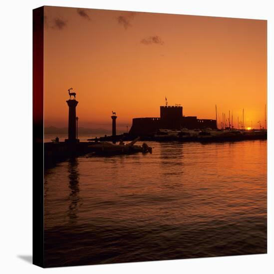 Mandraki Harbour at Sunrise, Rhodes Town, Rhodes Island, Dodecanese Islands, Greek Islands, Greece-Stuart Black-Premier Image Canvas