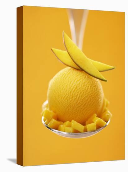 Mango Sorbet with Fresh Fruit on a Spoon-Marc O^ Finley-Premier Image Canvas