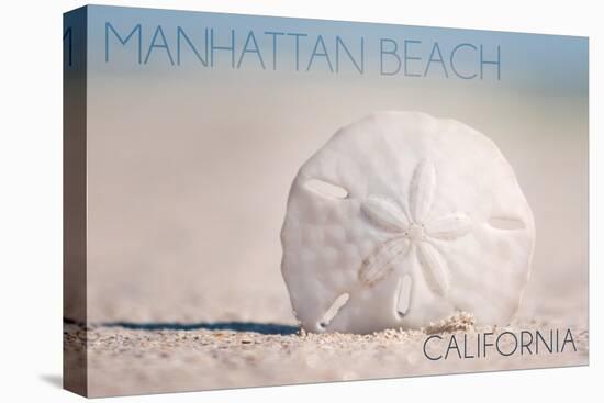 Manhattan Beach, California - Sand Dollar and Beach-Lantern Press-Stretched Canvas