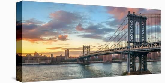 Manhattan Bridge at sunset, NYC-null-Stretched Canvas