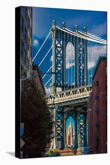 Manhattan Bridge frames Empire State Building, NY NY-null-Premier Image Canvas