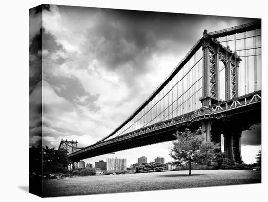 Manhattan Bridge of Brooklyn Park, Black and White Photography, Manhattan, New York, United States-Philippe Hugonnard-Premier Image Canvas