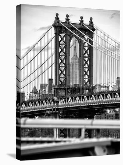 Manhattan Bridge with the Empire State Building Center from Brooklyn Bridge-Philippe Hugonnard-Premier Image Canvas