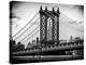 Manhattan Bridge with the Empire State Building Center from Brooklyn Bridge-Philippe Hugonnard-Premier Image Canvas