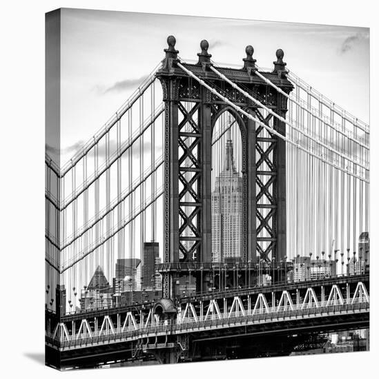 Manhattan Bridge with the Empire State Building Center from Brooklyn Bridge-Philippe Hugonnard-Premier Image Canvas