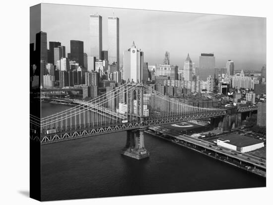 Manhattan Bridge with Twin Towers-null-Premier Image Canvas