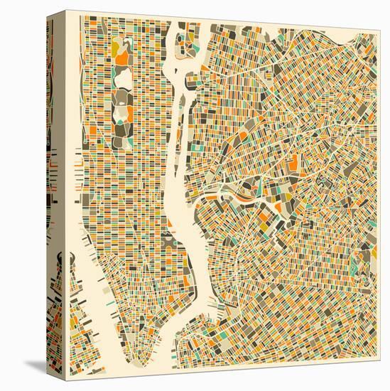 Manhattan Map-Jazzberry Blue-Stretched Canvas