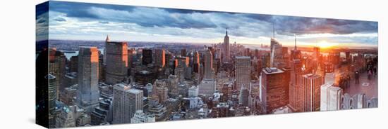 Manhattan View Towards Empire State Building at Sunset from Top of the Rock, at Rockefeller Plaza,-Gavin Hellier-Premier Image Canvas