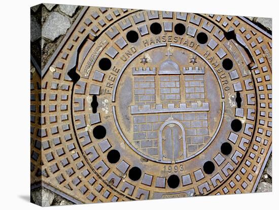 Manhole Cover with Hamburg's Coat of Arms, Hamburg, Germany-Miva Stock-Premier Image Canvas