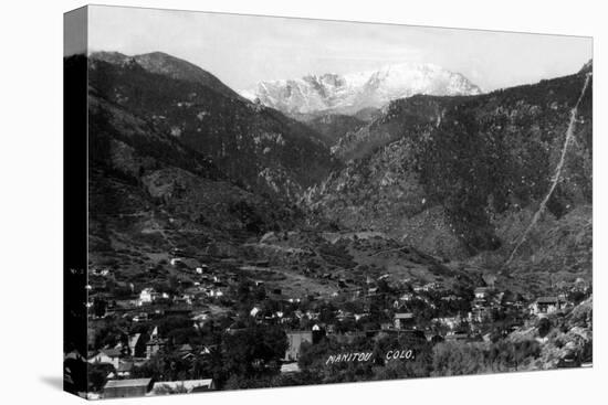 Manitou Springs, Colorado - Panoramic View of Town-Lantern Press-Stretched Canvas