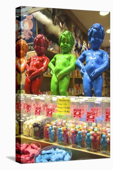 Manneken Pis Display in a Sweet Shop, Brussels, Belgium, Europe-Neil Farrin-Premier Image Canvas