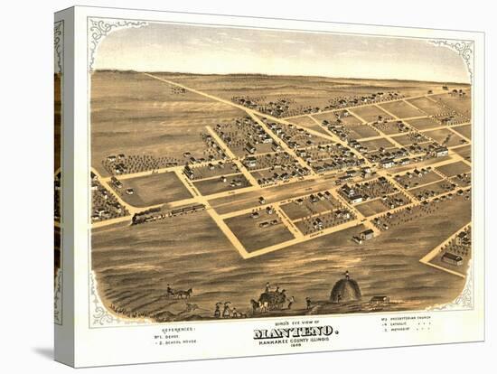 Manteno, Illinois - Panoramic Map-Lantern Press-Stretched Canvas