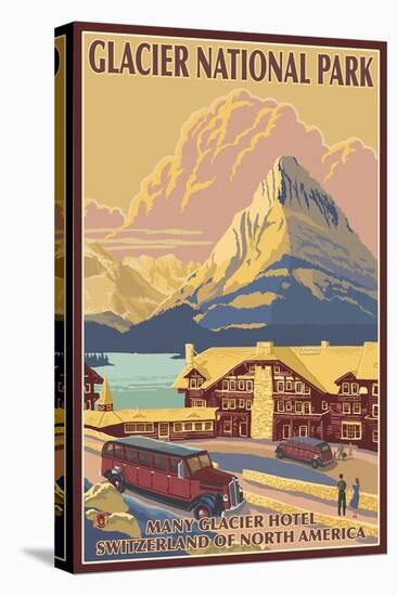 Many Glacier Hotel, Glacier National Park, Montana-Lantern Press-Stretched Canvas