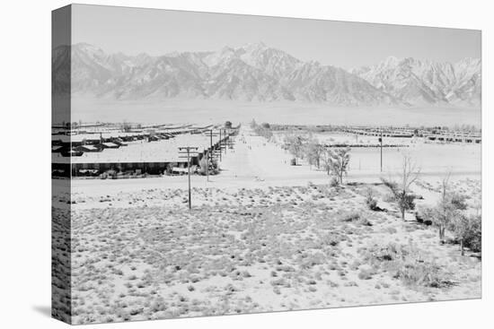 Manzanar from Guard Tower, View West (Sierra Nevada in Background),-Ansel Adams-Stretched Canvas