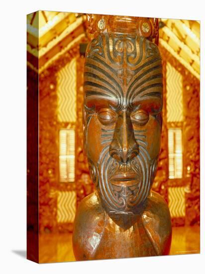 Maori Statue with 'Moko' Facial Tattoo, New Zealand-Jeremy Bright-Premier Image Canvas