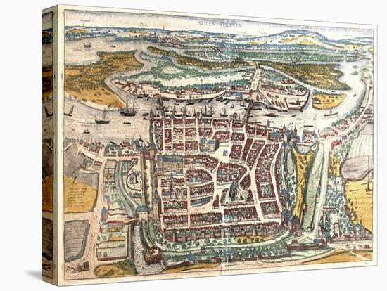Map and View of Szczecin from Civitates Orbis Terrarum-null-Premier Image Canvas