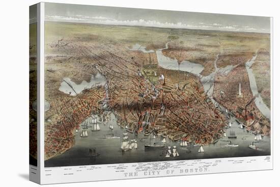 Map: Boston, c1873-Currier & Ives-Premier Image Canvas