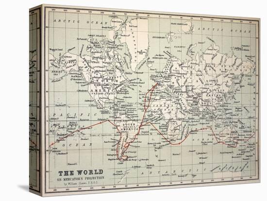 Map Darwin's Beagle Voyage South America-Paul Stewart-Premier Image Canvas