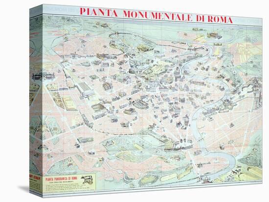 Map Depicting the Principal Monuments of Rome, C.1950-null-Premier Image Canvas