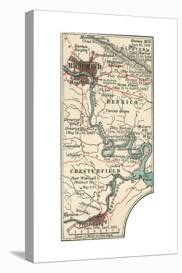 Map Illustrating Battles of the American Civil War Held around the Richmond, Virgina Area-Encyclopaedia Britannica-Premier Image Canvas