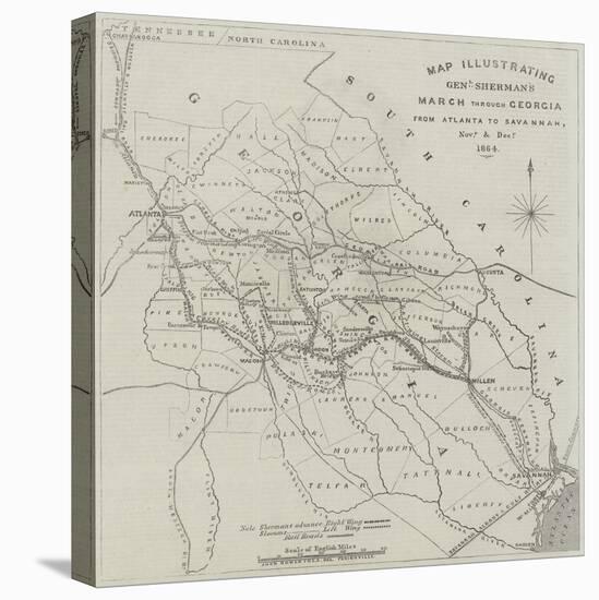 Map Illustrating General Sherman's March Through Georgia from Atlanta to Savannah-John Dower-Premier Image Canvas