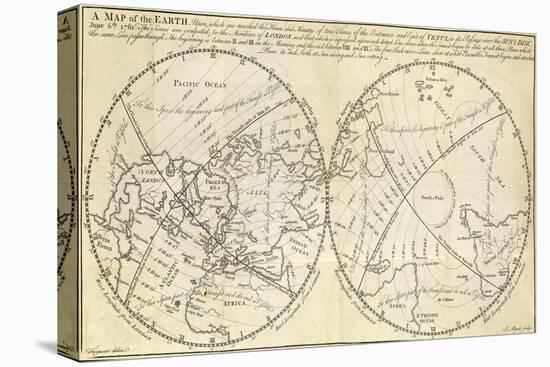 Map Marking Transit of Venus, 1770-Science Source-Premier Image Canvas