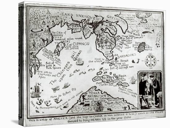 Map of America and Directions to China as Believed to Be a Copy of a 16th Century Original-null-Premier Image Canvas