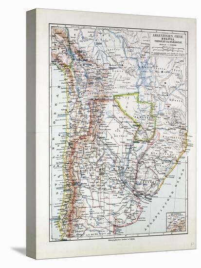 Map of Argentinia Chile Bolivia Uruguay and Paraguay 1899-null-Premier Image Canvas