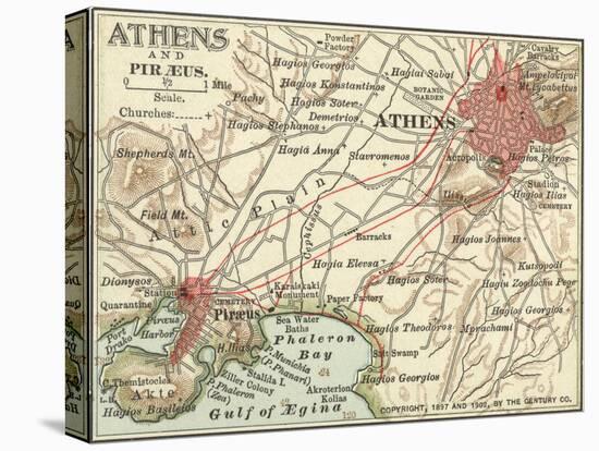 Map of Athens (C. 1900), Maps-Encyclopaedia Britannica-Stretched Canvas