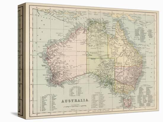 Map of Australia with Names of Counties-null-Premier Image Canvas