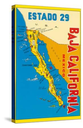 'Map of Baja California, Mexico' Art Print | Art.com