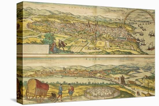 Map of Barcelona and Ecija from Civitates Orbis Terrarum-null-Premier Image Canvas