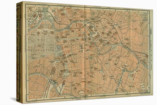 Map of Berlin Center, from a Travel Guide Baedeker's Northeast Germany, 1892-Leipzig Wagner & Debes-Premier Image Canvas