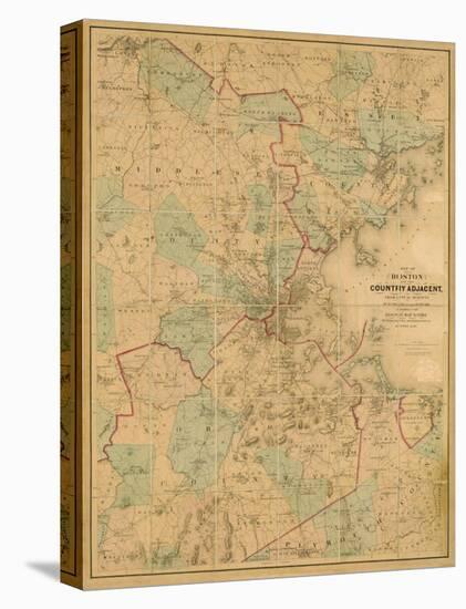 Map of Boston, c.1860-H^ F^ Walling-Stretched Canvas