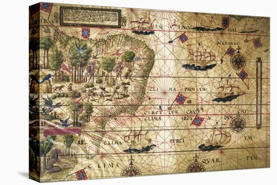 Map of Brazil, from Miller Atlas, Lopo Homen, Cartographers and Antonio De Holanda-Pedro and Jorge Reinel-Premier Image Canvas