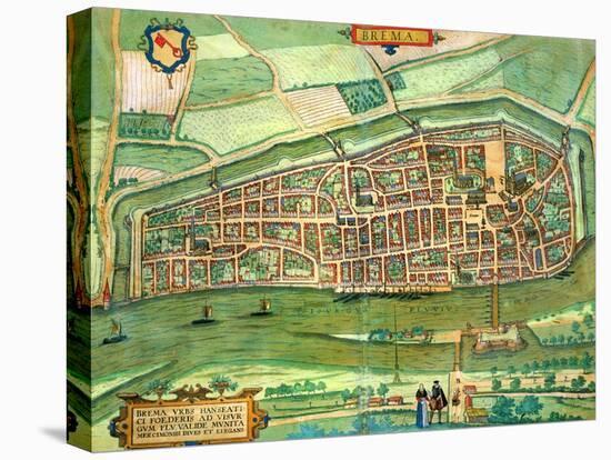Map of Bremen, from "Civitates Orbis Terrarum" by Georg Braun and Frans Hogenberg circa 1572-1617-Joris Hoefnagel-Premier Image Canvas
