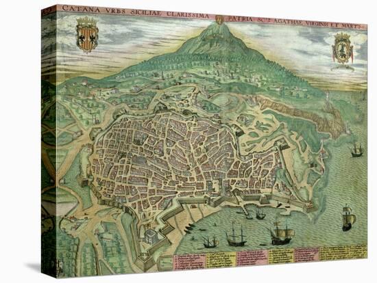 Map of Catania, from "Civitates Orbis Terrarum" by Georg Braun and Frans Hogenberg, circa 1572-Joris Hoefnagel-Premier Image Canvas