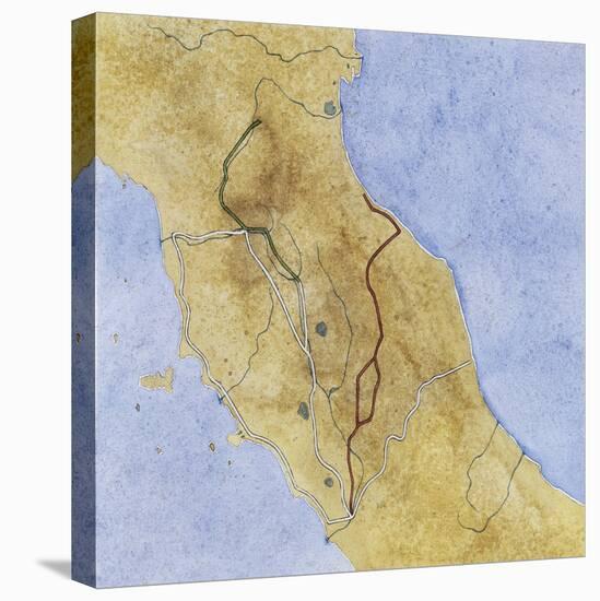 Map of Central Italy Depicting Two Roman Roads: Via Flaminia-null-Premier Image Canvas