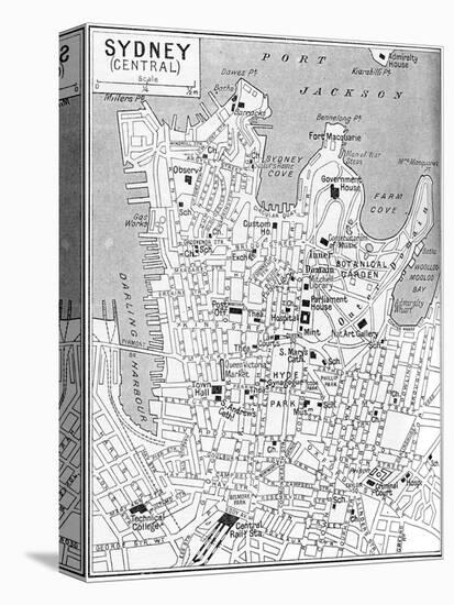 Map of Central Sydney, New South Wales, Australia, C1924-null-Premier Image Canvas