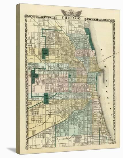 Map of Chicago City, c.1876-Warner & Beers-Stretched Canvas