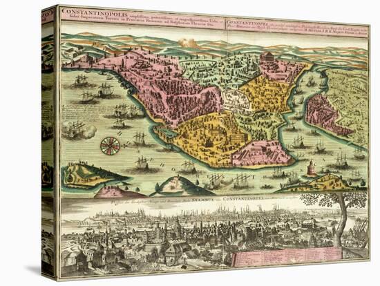 Map of Constantinople, Modern Day Istanbul, 1730, Turkey 18th Century-null-Premier Image Canvas