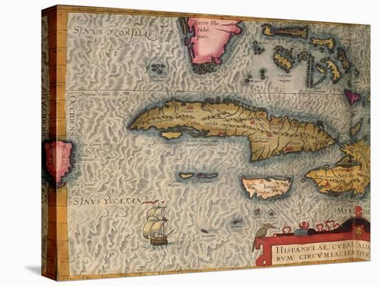 Map of Cuba and Jamaica, from Theatrum Orbis Terrarum by Abraham Orteliused in Antwerp, 1570-null-Premier Image Canvas