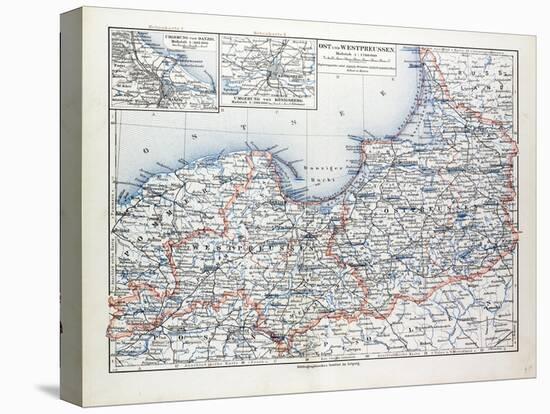 Map of East and West Prussia Königsberg (Kaliningrad Russia) and Danzig (Poland) 1899-null-Premier Image Canvas