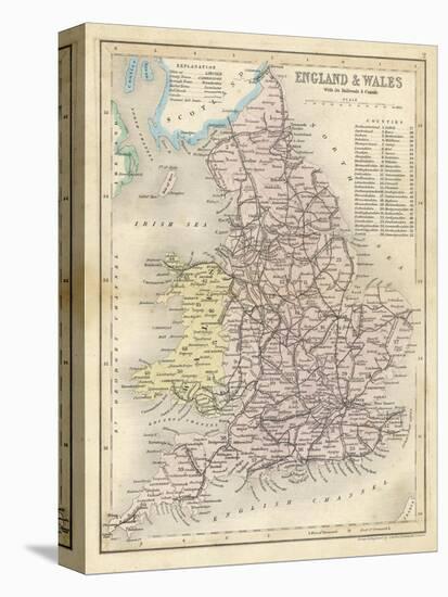 Map of England and Wales Showing Railways and Canals-James Archer-Premier Image Canvas