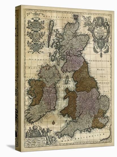 Map of England, Scotland and Ireland-null-Stretched Canvas