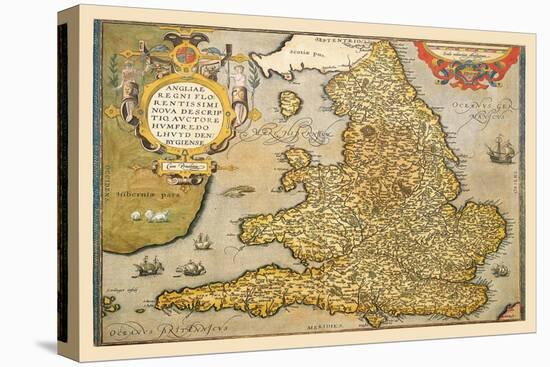 Map of England-Abraham Ortelius-Stretched Canvas